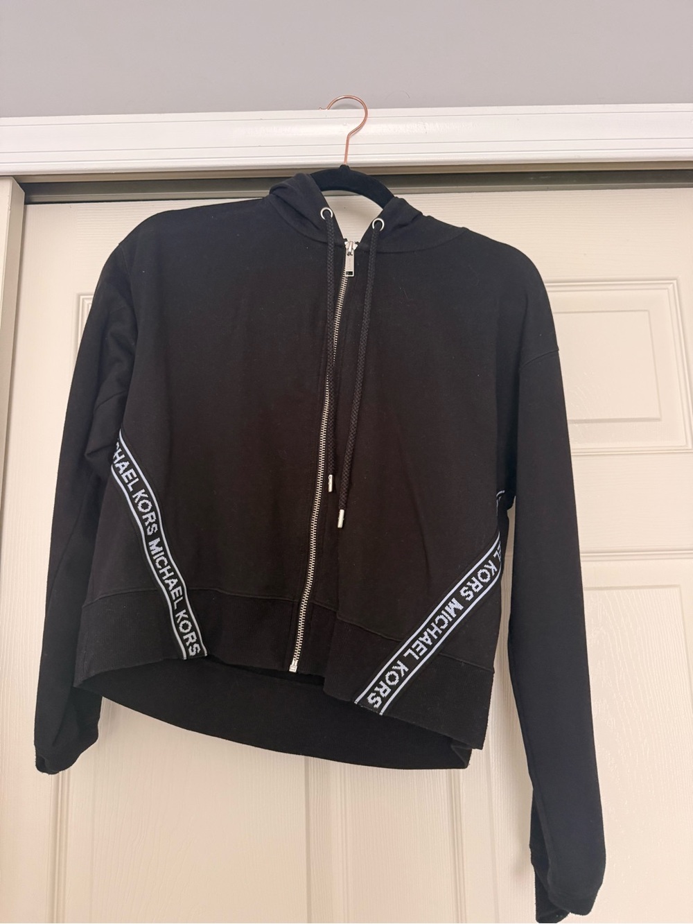 Michael Kors Black Hoodie with Branded Trim and Drawstring